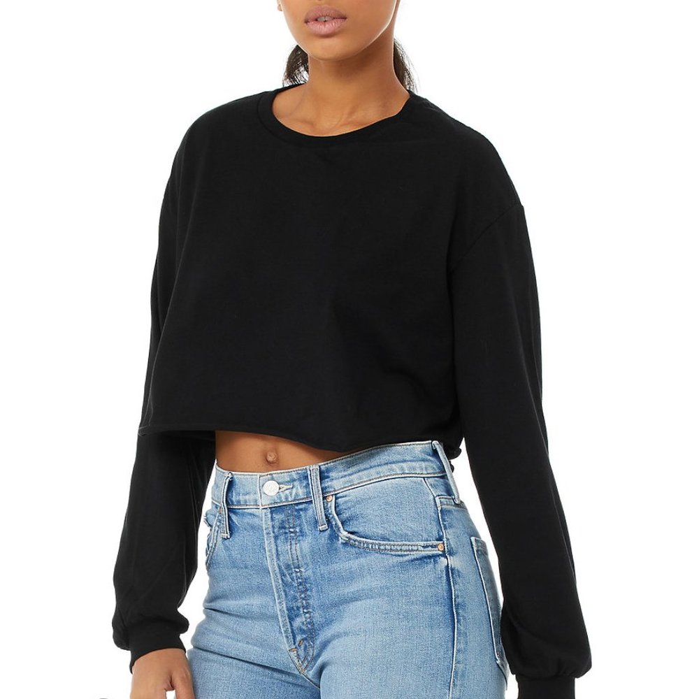 Bella Canvas Black Cropped Sweatshirt Size Large